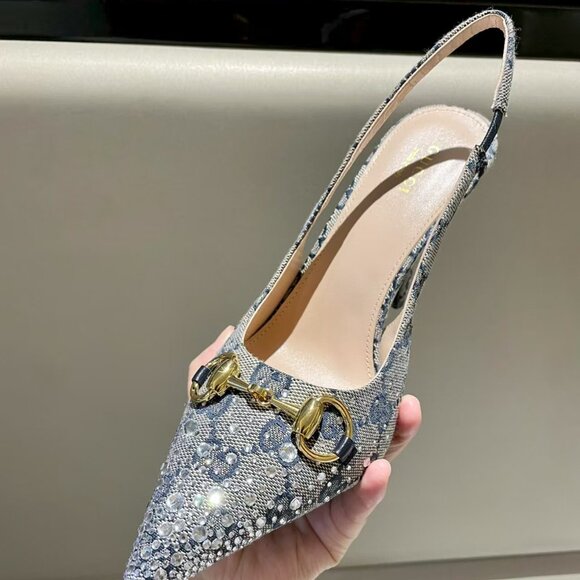 Gucci Women's Black Suede Peep-Toe Heels - Picture 9 of 9